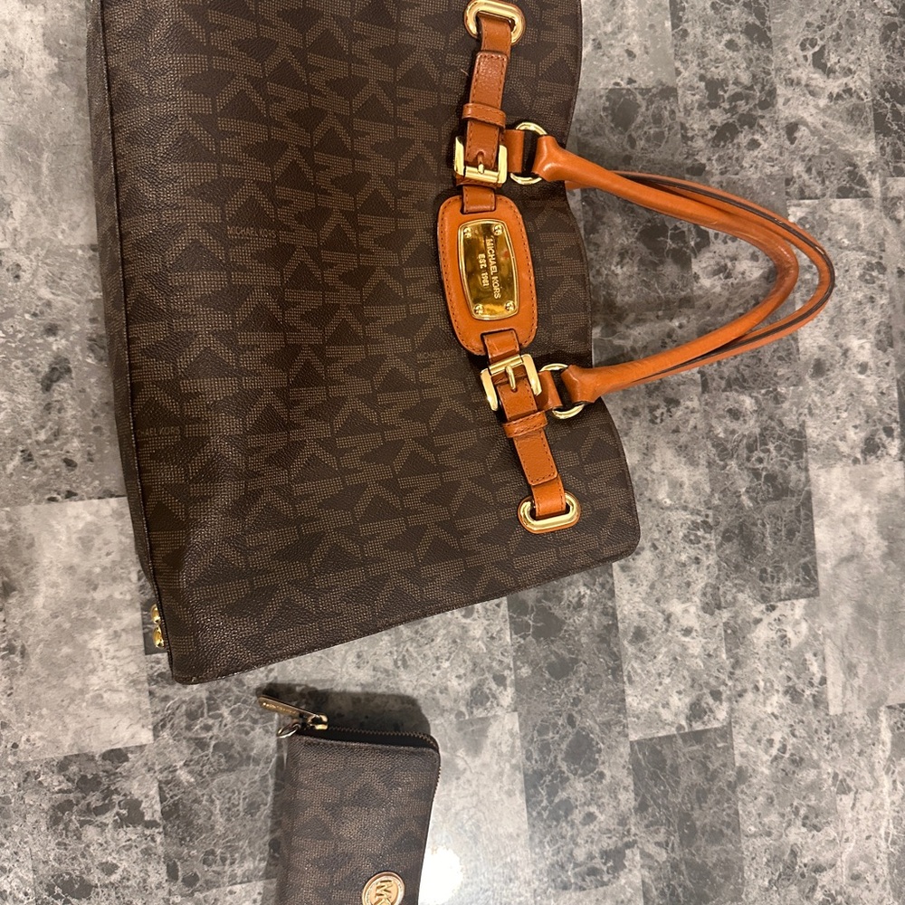 Michael Kors Brown Monogram Bag with Wallet